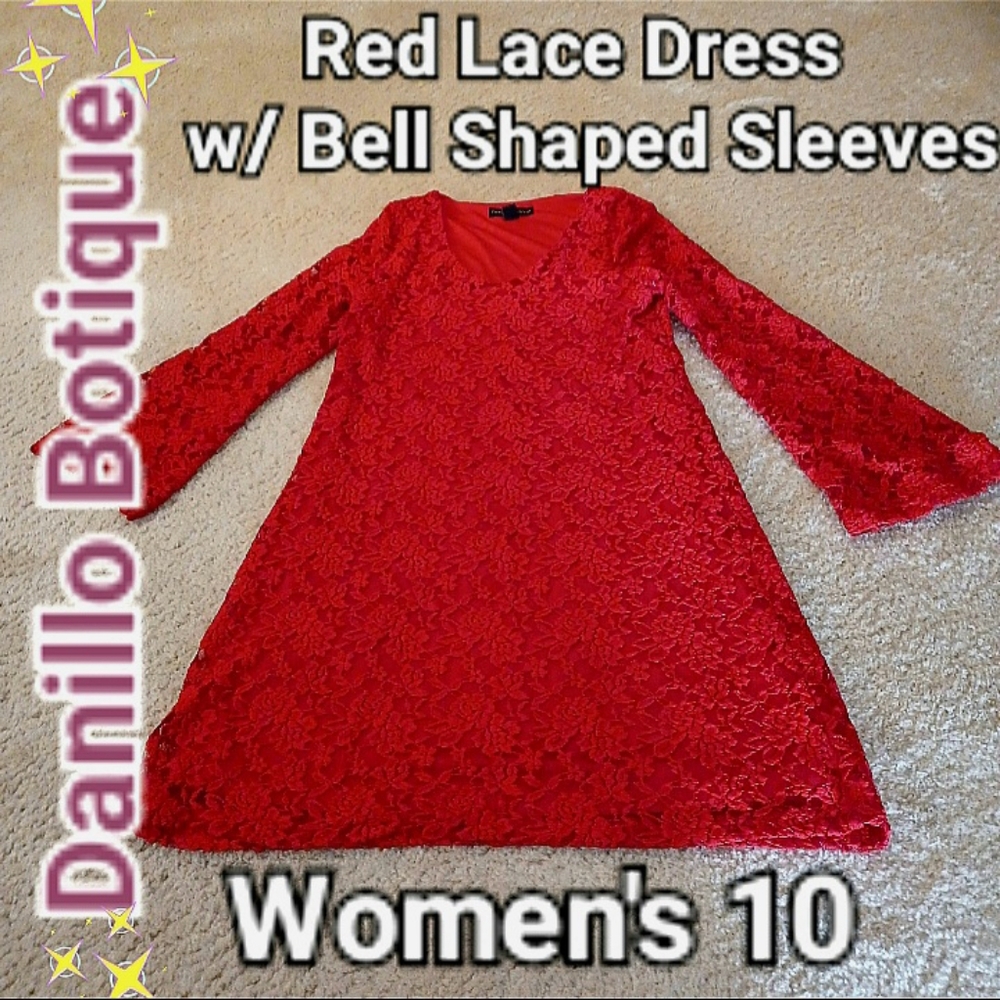 Red Lace Long Sleeve Dress